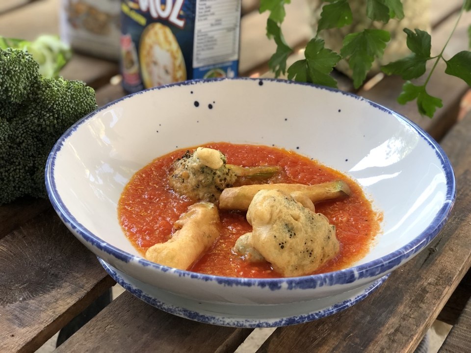 Verduras capeadas en caldillo