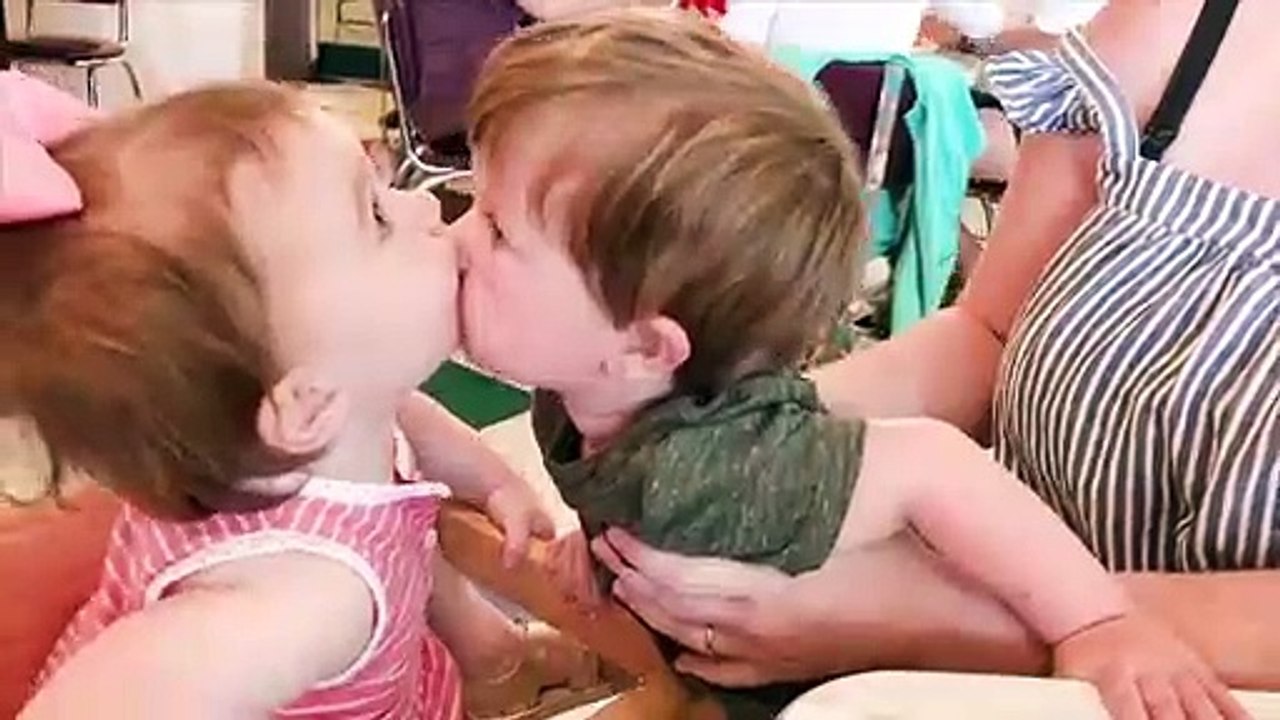 Babies Reaction About Kissing Moments - Cute Baby Video