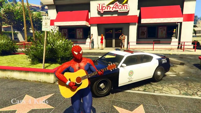 سيارات الشرطة في سبايدرمان الكرتون للأطفال مع أغاني للأطفال'