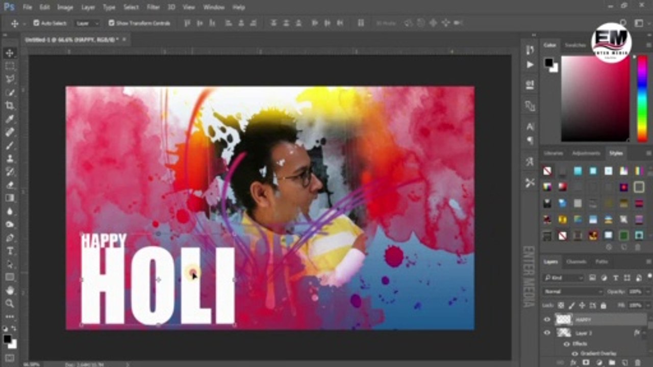 How to make Holi colourfull Photo in Photoshop | Photoshop in Nepali 2019