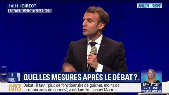 Le risque du débat, c'est l'individualisme, c'est de dire qu'on aura 66 millions de réponses : en Bretagne, Emmanuel Macron demande aux citoyens un principe de responsabilité
