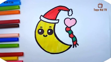 How to draw a Christmas moon step by step for children - kids life