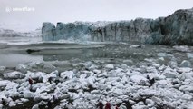 Sauve qui peut un glacier s'effondre Islande