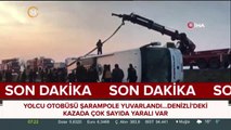 Yolcu otobüsü şarampole yuvarlandı