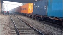 Indian Railway - Freight Container Cars Passing Bata Flyover