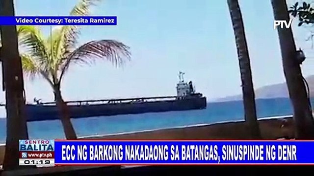 ECC ng barkong nakadaong sa Batangas, sinuspinde ng DENR