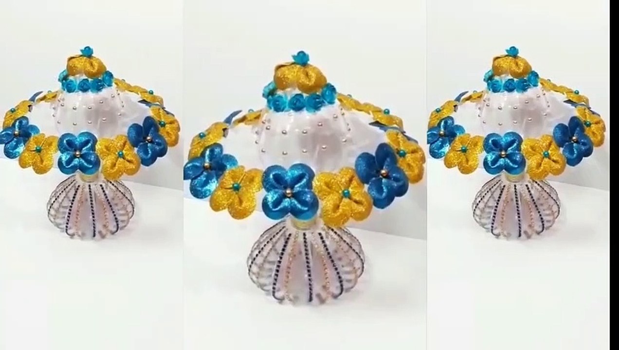 DIY - Guldasta/flower vase from plastic bottle & glitter sheet at home | DIY Foam Flower Guldasta