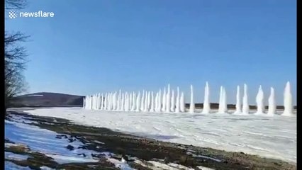 Dramatic detonation of river ice in China’s Heilongjiang to prevent flooding