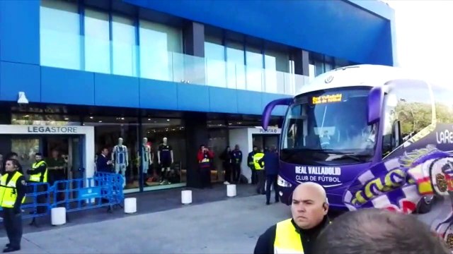Leganés - Real Valladolid: Llegada del Valladolid a Butarque