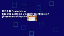 R.E.A.D Essentials of Specific Learning Disability Identification (Essentials of Psychological