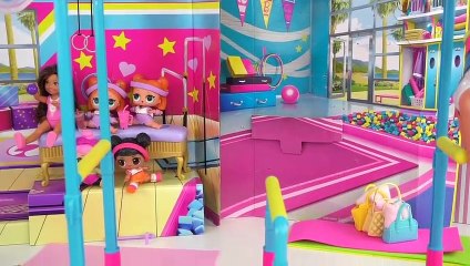 Barbie Dolls First Gymnastics Competition with Sister Chelsea & Toddlers | Boomerang