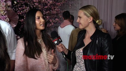 Olivia Munn Interview "Patrick Ta Beauty Collection Launch" Pink Carpet