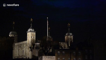 Projection of the Northern Lights created over Tower of London