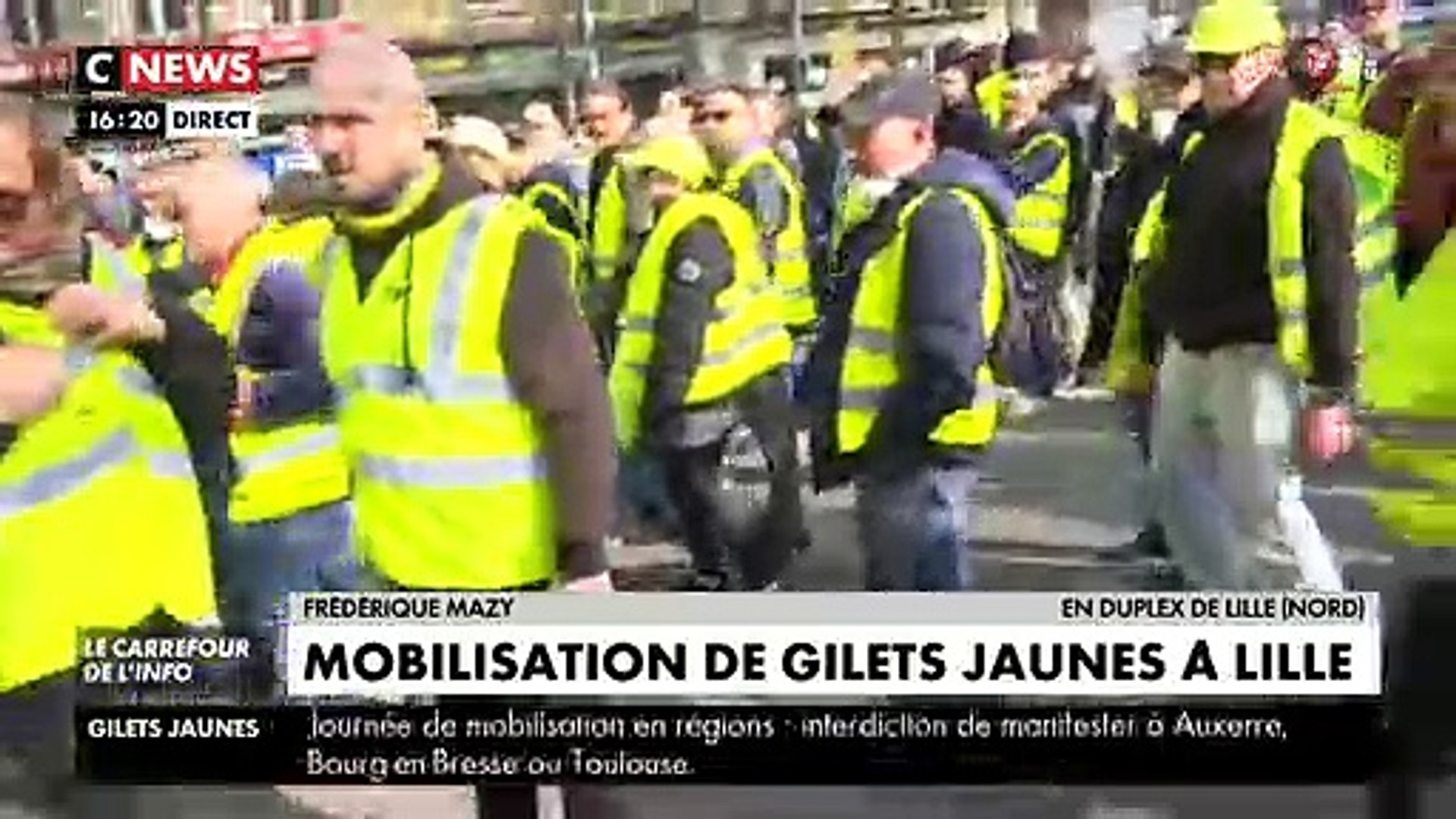 Gilets Jaunes - Nouvelles violences contre des équipes de télé : Des  journalistes de CNews se font éjecter en direct du cortège à Lille - Vidéo  Dailymotion
