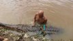 Cet homme fait la toilette à son crocodile de 5m de long