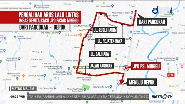 Revitalisasi JPO Pasar Minggu, Arus Lalin Dialihkan