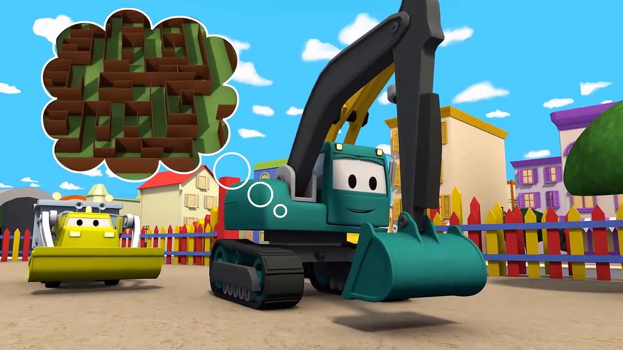 Les Camions Constructeurs: Camion Benne, Grue, construisent un Labyrinthe dans la Ville des Voitures