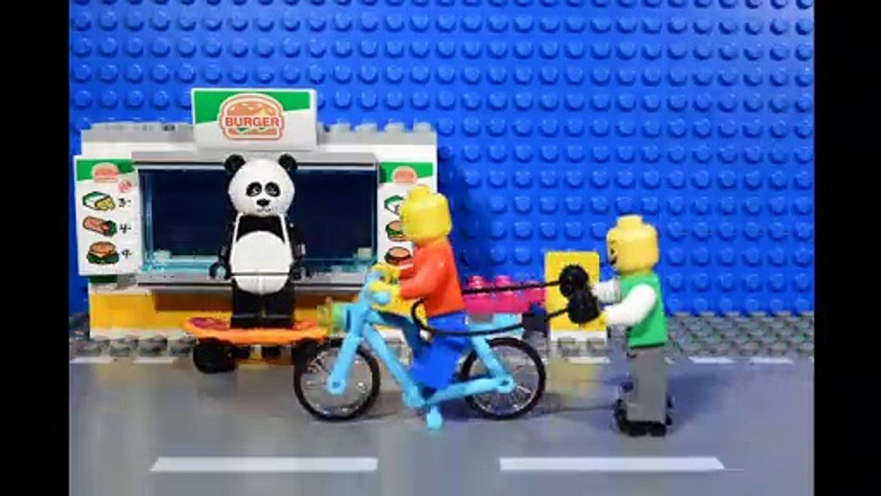Road stunts (fail)  Lego stop motion with Teddy and Panda Pablo
