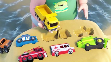 Mike and Wrong Cars in Sand - Baby Playing with Trucks on a Sea | Compilation Video for Children