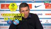 Conférence de presse Paris Saint-Germain - RC Strasbourg Alsace (2-2) : Thomas TUCHEL (PARIS) - Thierry LAUREY (RCSA) / 2018-19