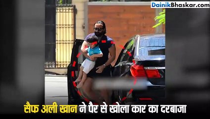 तैमूर को बगल में दबाए दिखे सैफ अली खान, सोशल मीडिया यूजर्स भड़के