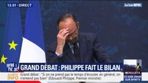 Perturbé dans son discours sur le bilan du grand débat, Édouard Philippe ironise