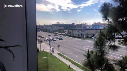 Moment unsuspecting drivers pull up to scene of Hawthorne shooting