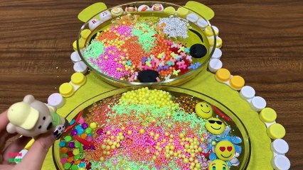 Special Series #WINNIE THE POOH || MIXING FLOAM AND GLITTER INTO CLEAR SLIME || RELAXING SLIME