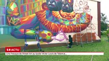 Cix Mugre répond à l'appel d'un lycéen afin de réaliser une fresque sur un mur du lycée Victor Louis de Talence