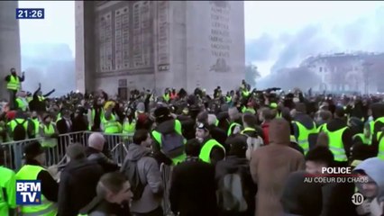 Nicolas, gilet jaune, protégeait la flamme du soldat inconnu quand il a vu les manifestants pénétrer dans l'Arc de Triomphe #PoliceAuCoeurDuChaos