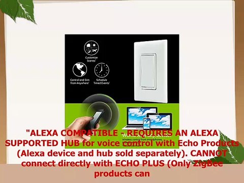 GE Enbrighten ZWave Plus Smart Dimmer Switch Full Dimming inWall Incl White and Lt