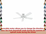 Hunter Fan 52 inch Indoor Ceiling Fan in White with 5 WhiteBleached Oak Reversible