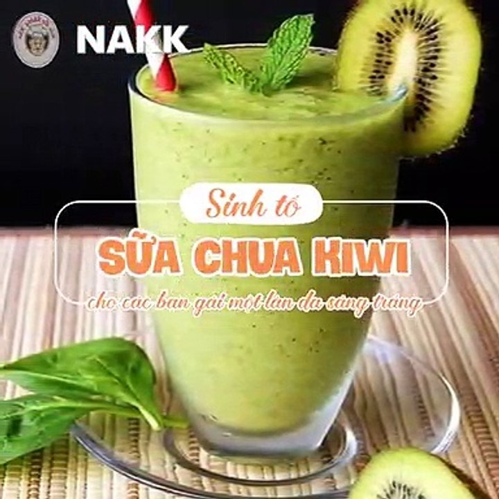 Cách làm sinh tố sữa chua kiwi đẹp da- Nấu Ăn Không Khó