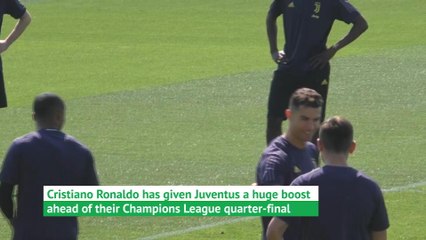 Download Video: Ronaldo back in Juventus training ahead of Champions League quarter-final