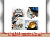 Led World Heat Sink 3 copper pipe  Fan  44mm Lens For 20W 50W 150W High Power LED