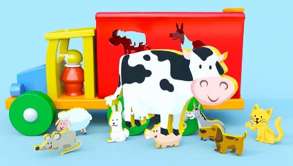Animals with Kids Truck | Cow Pig Cat | Cartoon Animationfor Children Babies