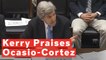 John Kerry Praises Alexandria Ocasio-Cortez's Leadership Over Trump's On Climate Change