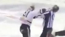 Hockey Player PUNCHES Ref & KNOCKS Him OUT During FIGHT!