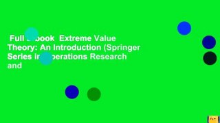 Full E-book  Extreme Value Theory: An Introduction (Springer Series in Operations Research and