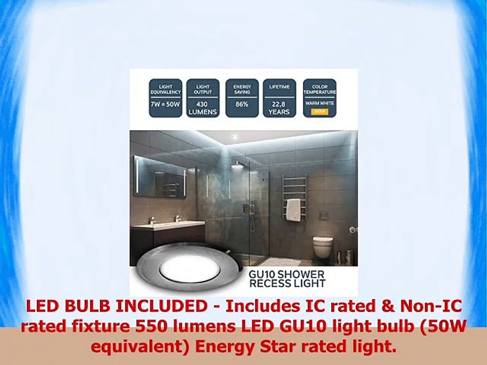 Nadair 4in Shower Recessed Lighting Kit Dimmable LED Downlight Bathroom Spotlights GU10
