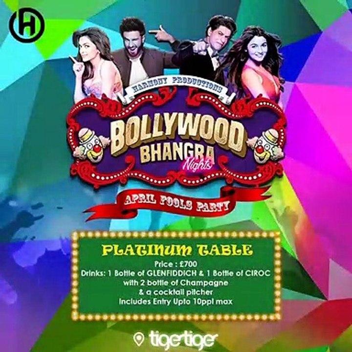 Last two tables available now at Bollywood Bhangra Nights - "The April Fool's Party".