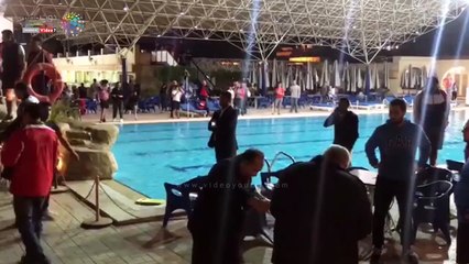 اشتباكات لاعبى الأهلي والجزيرة لكرة الماء