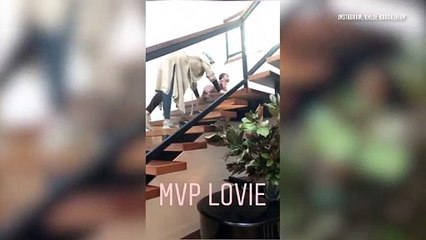 Kris Jenner Sweetly Helps Granddaughter True Thompson Climb Up the Stairs