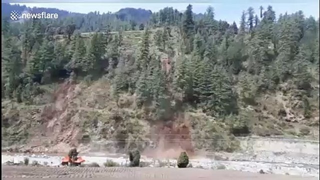 Forested hillside melts away during landslide in north India