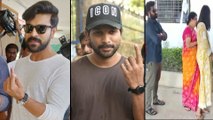 Tollywood Stars Allu Arjun, Jr NTR Casts Their Vote In Hyderabad || Filmibeat Telugu