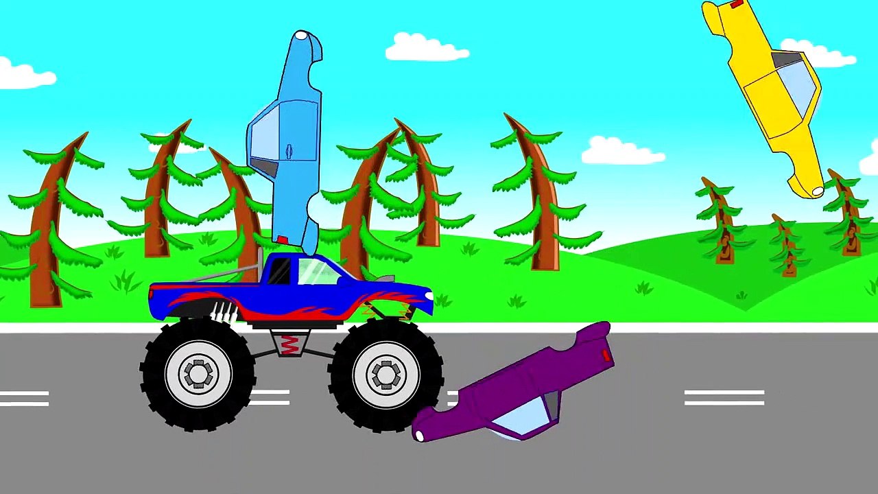 Blue Monster Truck | Vehicles For Kids | Niebieski Monster Truck Stunt