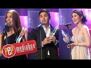 Coco Martin, Marian Rivera, and Nikki Gil after the Star Awards for TV 2013