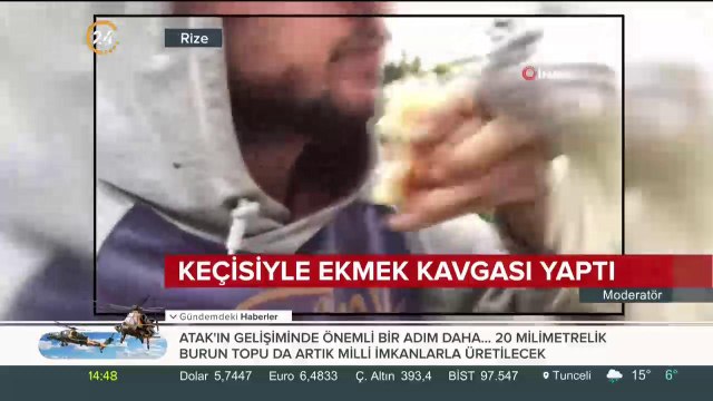 Rizeli gencin keçi ile ekmek kavgası sosyal medyada