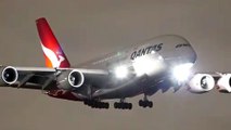QUANTAS A380 NIGHT LANDING