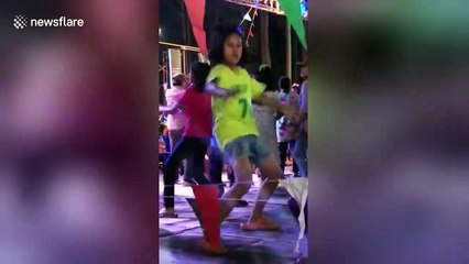 Thai girl has crazy dance moves